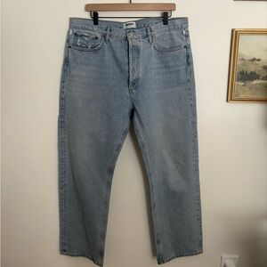 Agolde High Rise Button Fly 90s Jean Light Blue Straight Cotton Women sz 33 NWOT